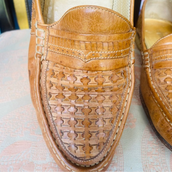 FREEMAN Tan Woven Leather Slip-On Loafers Men SZ 13 - Picture 8 of 16
